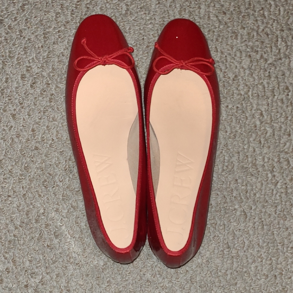J Crew Red Patent Leather Teagan Ballet Pumps in Women's Size 12M.